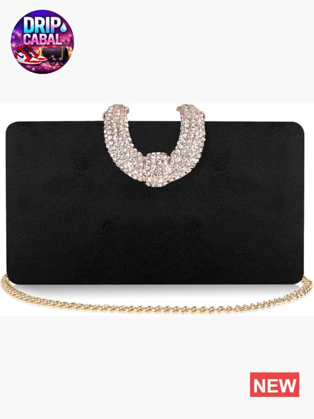 Crystal-Encrusted Evening Clutch with Detachable Chain for Formal Parties